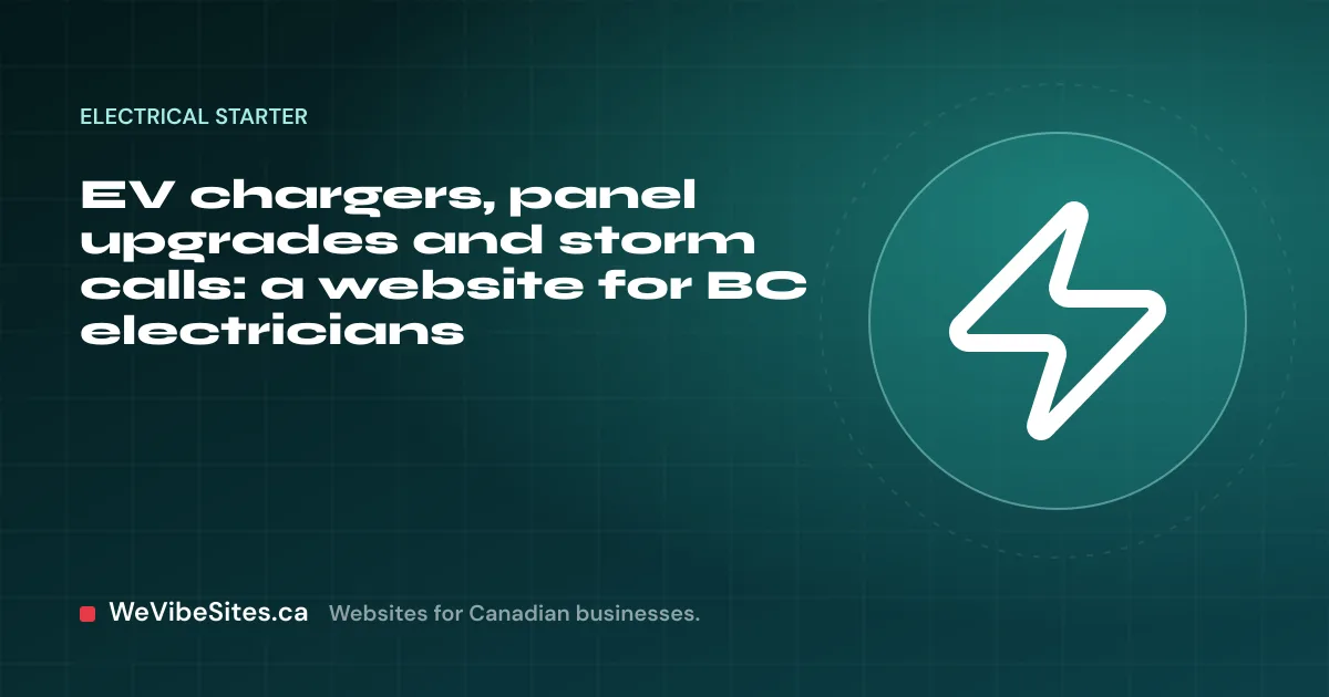 WeVibeSites.ca cover for the Electrical starter: a lightning bolt beside the post title.