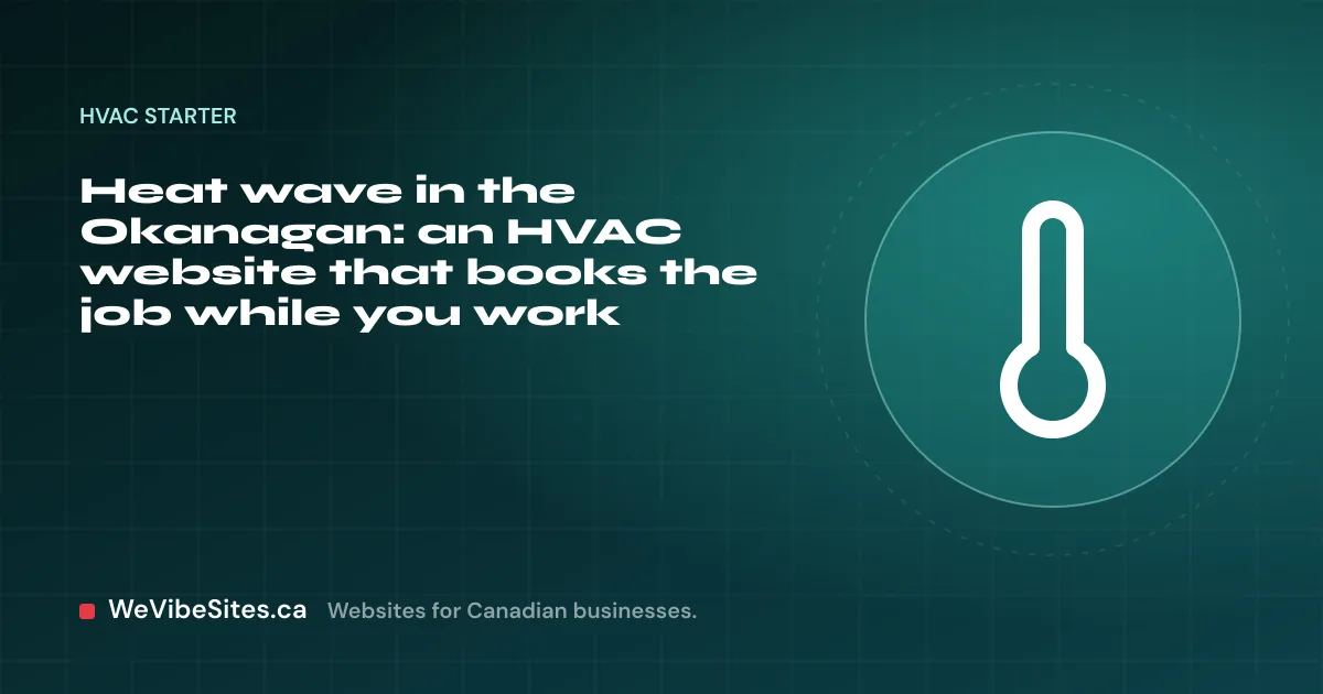 WeVibeSites.ca cover for the HVAC starter: a thermometer beside the post title.