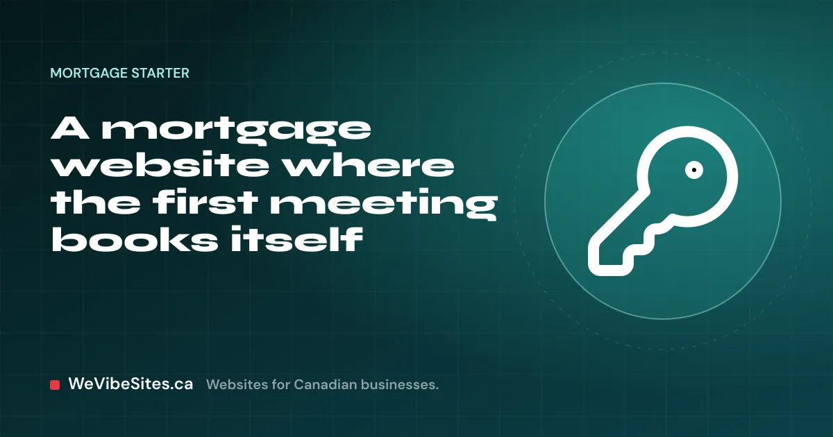 WeVibeSites.ca cover for the Mortgage starter: a key beside the post title.