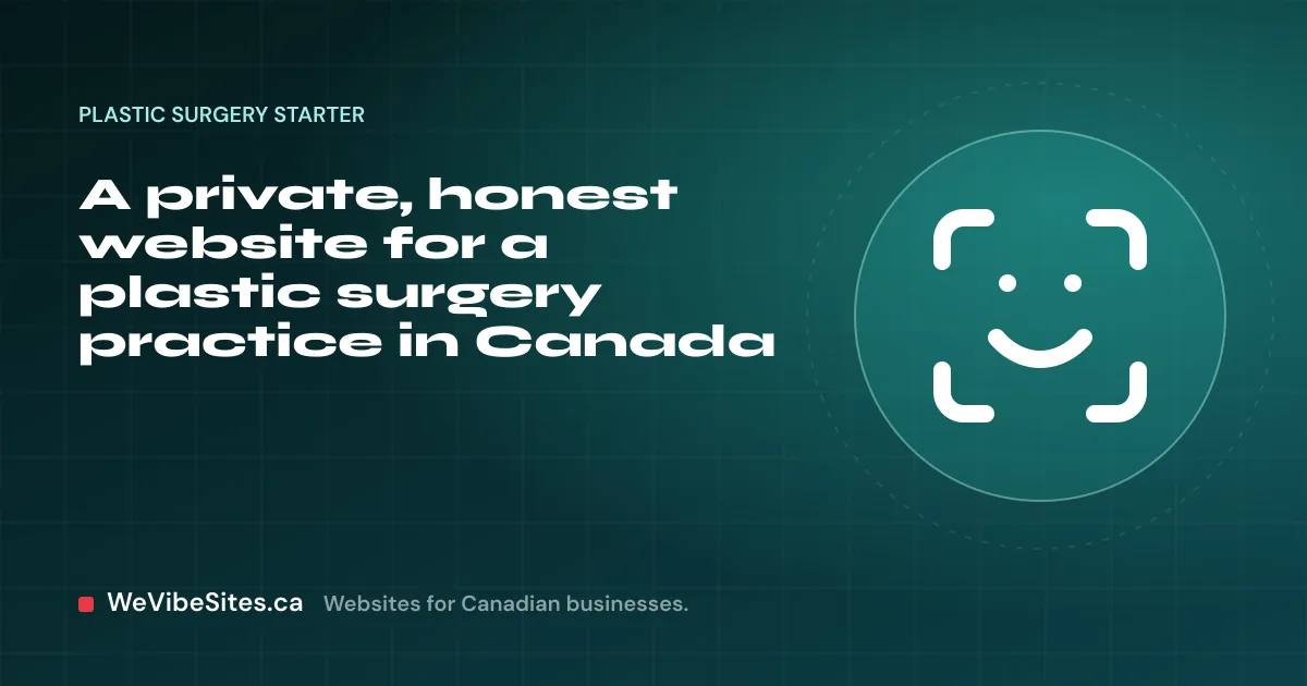 WeVibeSites.ca cover for the Plastic surgery starter: a face in a frame beside the post title.