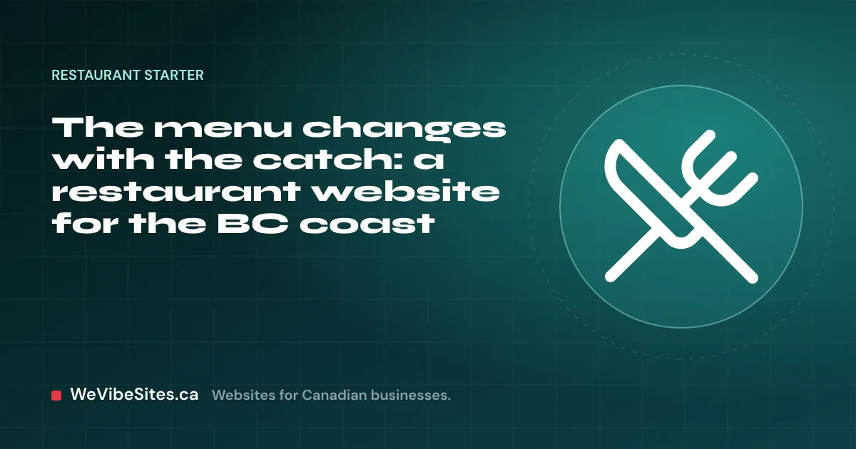 WeVibeSites.ca cover for the Restaurant starter: a crossed fork and spoon beside the post title.