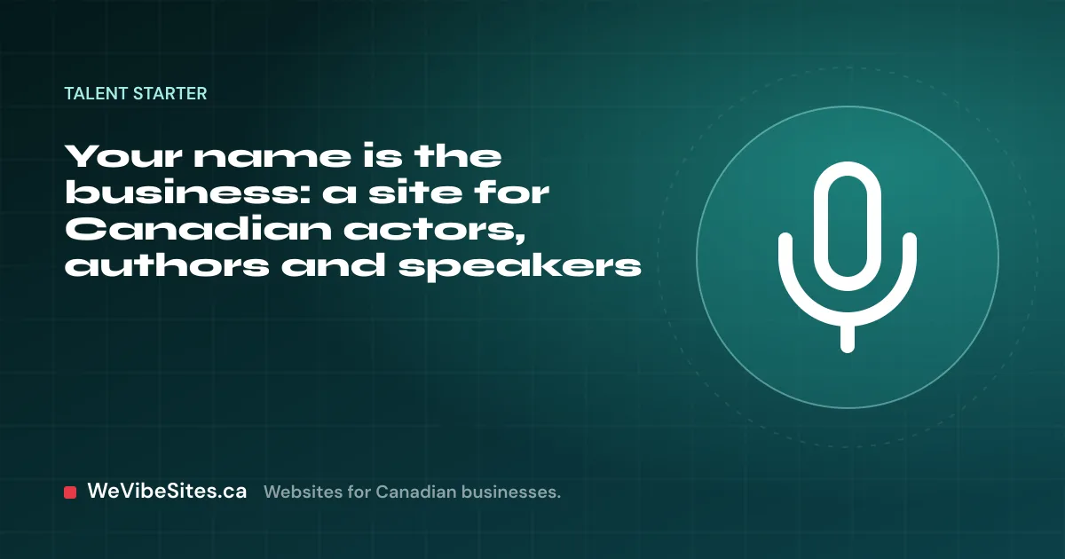 WeVibeSites.ca cover for the Talent starter: a microphone beside the post title.